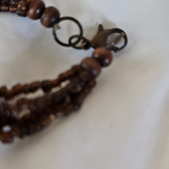 Southern red agate and turquoise w wooden beads and green beads 24" LOT#317 - Picture 3 of 9